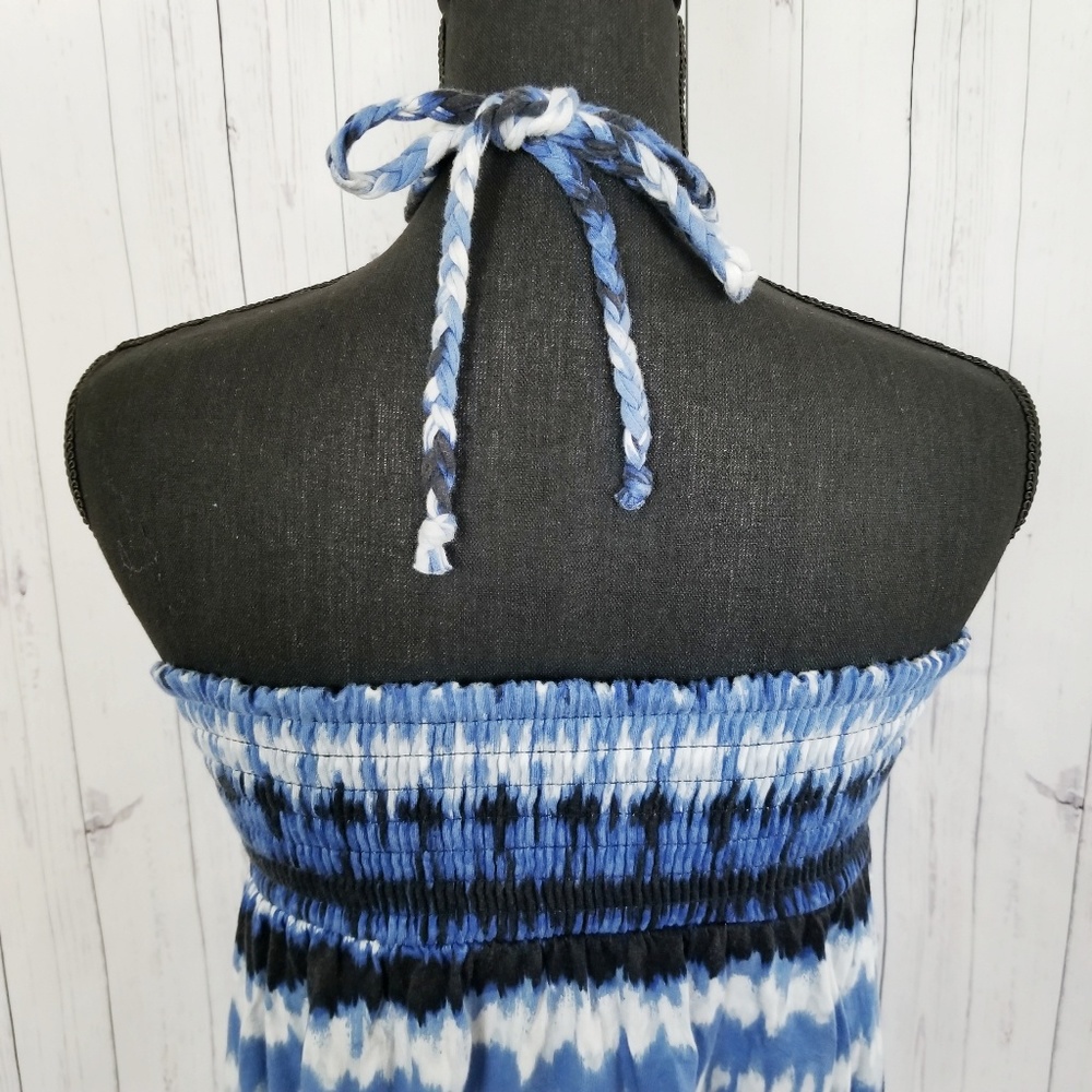 🌹 LOFT (M) Tie Dye Look Blue Halter Neck Top - Picture 4 of 5